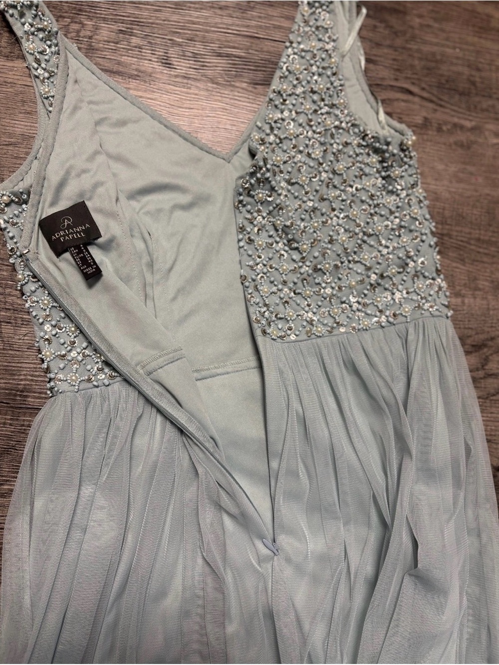 Adrianna Papell Light Blue Beaded Chiffon Dress - Picture 9 of 10